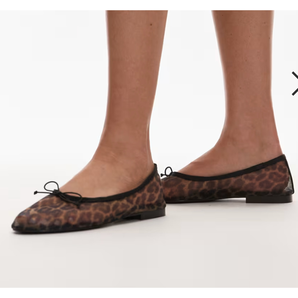 NEW MANGO MNG LEOPARD ANIMAL PRINT MESH BALLERINA BALLET FLATS SHOES 38 US 7.5 - Picture 2 of 13